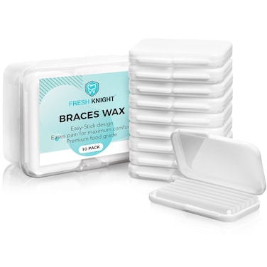 Fresh Knight Orthodontic Wax for Braces  Premium Braces Wax Unscented  Flavorless  Pack of 10 Cases of Dental Wax for Braces 50 Total Wax Strips FREE Storage Case Certified food grade brace wax