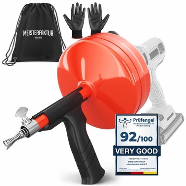 MEISTERFAKTUR drain snake 20 50 FT  with drill attachment  Ideal plumbing snake for sink and drain unblocking  Solid drain auger for real DYIs