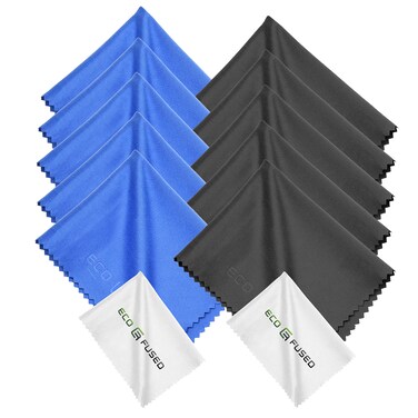 EcoFused Microfiber Cleaning Cloths 12 Pack  Ideal for Cleaning Gl Spectacles Camera Lenses iPad Tablets Phones iPhone Android Phones Laptops LCD Screens and Other Delicate Surf