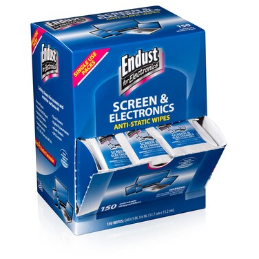 Endust for Electronics Individually Wrapped Portable AntiStatic Screen  Electronics Cleaning Wipes 150 Count 14316