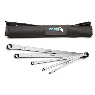 Capri Tools 0 Degree Offset Extra Long Box End Wrench Set SAE 1434 in 8 Sizes 5 Piece