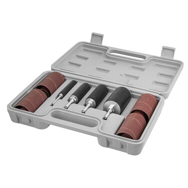 POWERTEC 71634 20Piece Drill Press Sanding Drum Kit w  and 18 inch Shanks Spindle Sander Sleeves Tool Carrying Case