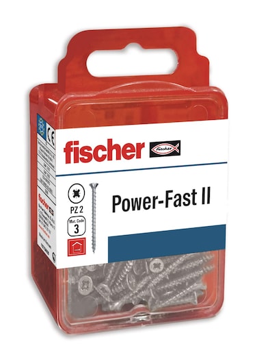 fischer PowerFast II Special Wood Screws 4 x 50mm for Screwing Wood Joining Solid Wood or Fixing Wooden Parts