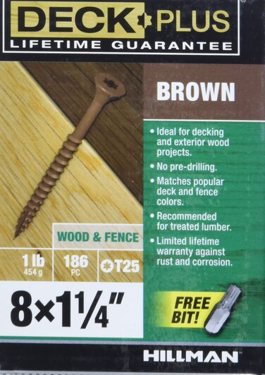 Deck Plus Wood Screws Brown Exterior Screws 114 x 8 1lb