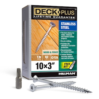 Deck Plus 48466 Wood Screws 10 x 3 Stainless Steel 1lb Box
