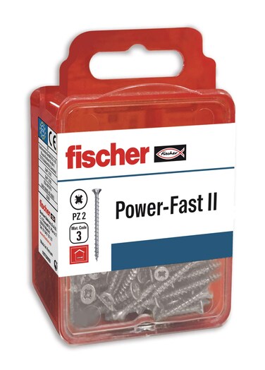 fischer PowerFast II  Box of Special Wood Screws 4 x 20 mm for Wood Screwing Connecting Solid Woods or Fixing Parts to Wood Pack of 20