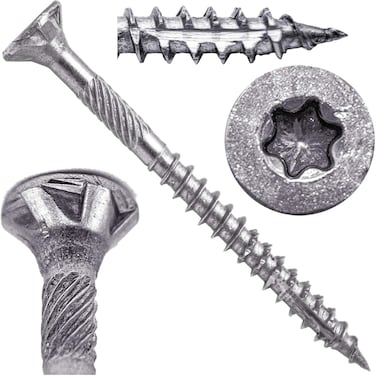 Jake Sales 8 x 2 Silver Star Stainless Steel Wood Screw TorxStar Drive Head 1 Pound  153 Approx Screw Count  Grade 305 Stainless Steel TorxStar Drive Wood Screws