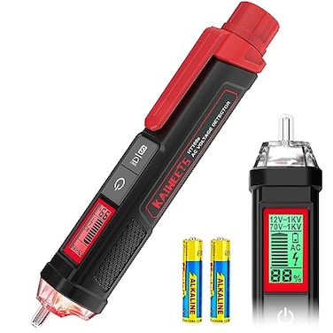 KAIWEETS HT100 Non Contact Voltage Tester AC Electricity Detect Pen 12V1000V48V1000V Dual Range with LCD Display LED Flashlight Buzzer Alarm Wire Breakpoint Finder