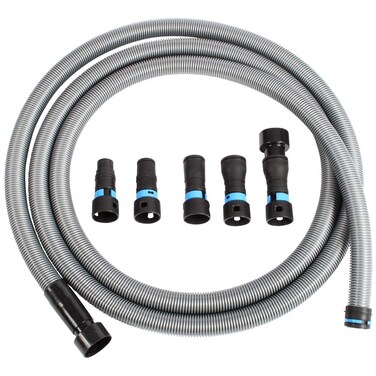 CenTec Systems 94709 Quick Click 16 Ft Hose For Home And Shop Vacuums With Expanded MultiBrand Power Tool Adapter Set For Dust Collection Silver