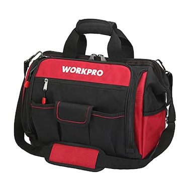 WORKPRO 16 Top Wide Mouth Tool Bag with Water Proof Rubber Base MultiCompartment 46 Pockets For Tool Organizer  Storage W081122A