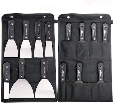 QEES 7 PCS Drywall ToolsPutty KnifePaint Scraper Tool With Storage BagStainless Steel Putty Knife SetDrywall Scraper Spackle Taping Knife For Spreading Drywall Spackle Mud TapingRepairing wall