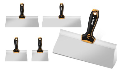 TOLESA Stainless Steel Taping Knife 5 Pcs Drywall Taping Knife 68101214 with Soft Nonslip Grip and Hammer End Drywall Mud Tools with Skimming Blades for Taping Finishing and Patching