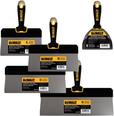 DEWALT Stainless Steel Big Back Taping Knife 4Pack  Free Bonus 6 Soft Grip Putty Knife  81012Inches  Soft Grip Handles  DXTT3172