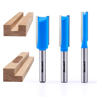 Newdeli 14 Straight Router bit Set Double Flute Straight Bit Set in Carbide Tipped Woodwork Carbide Wood Milling Cutter Woodworking Tools