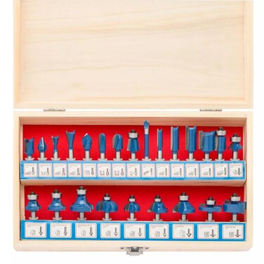 HILTEX 10108 Tungsten Carbide Router Bit Set Woodworking Tools and Accessories 14Inch Shank 24Piece Set