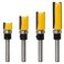14 Inch Shank Pattern Flush Trim Router Bit Set  Carbide Template Top Bearing Router Cutter 4 Sizes Straight Hinge Mortising Wood Milling Cutter Router Bit Tool for Woodworking Light Work 4