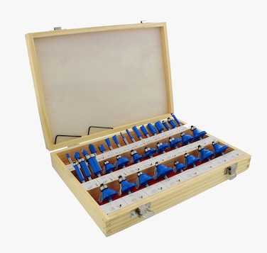 ABN 14in Shank Tungsten Carbide Router Bits for Woodworking  Wood Router Bit Set 35p Straight Dovetail Chamfer Ogee