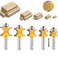 OLETBETECH OLETBE 12 Inch Shank Bullnose Router Bit 5PCSHalf Round Bearing Carbide Tipped Edge Cutting Bits Radius 18 316 14 516 38 Woodworking Milling Cutter CNC ToolSilver