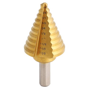 Step Drill Bit  Titanium Coated Double Cutting Blades High Speed Steel Short Length Drill Bit Total 10 Sizes