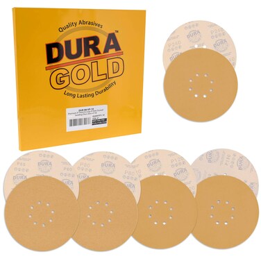 DuraGold Premium 9 Drywall Sanding Discs Variety Pack Box  60 80 120 180 240 Grit 2 Discs Each 10 Total  8 Hole Pattern Sandpaper Discs with Hook  Loop Backing Fast Cut for Power Sander