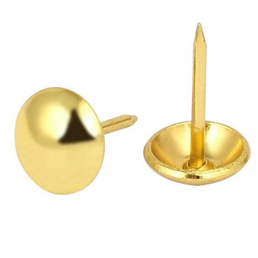 200 Pcs Upholstery Nail Heads Thumb Tack Push Pins Decorative Nails for Furniture Gold Tone16mmx11mm