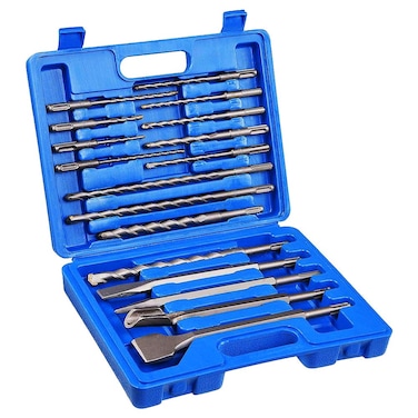 COMOWARE Rotary Hammer Drill Bits Set  Chisels SDS Plus Concrete Masonry Hole Tool 17pcs with Storage Case