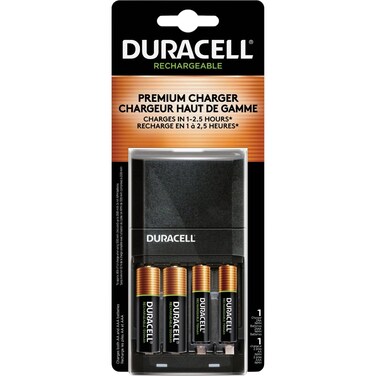 Duracell Ion Speed 4000 Battery Charger for AA and AAA batteries Includes 2 PreCharged AA and 2 AAA Rechargeable Batteries for Household and Business Devices