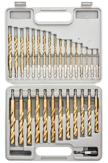 Tooluxe 10055L Titanium Coated Hex Shank Drill Bit Set 30 Piece  Quick Change Design  116  12