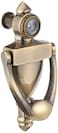 PrimeLine S 4235 Door Knocker and Viewer Diecast Construction Antique Brass Finish Single Pack
