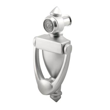 PrimeLine U 10327 Door Knocker and Viewer 916 In Bore 180 Degree View Angle Satin Nickel Single Pack
