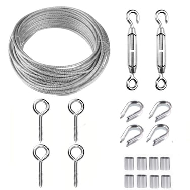 TooTaci Wire Trellis KitHeavy Duty Picture Wire116 Stainless Steel Coated Cable Wire Rope 50ftM5 Turnbuckle Wire Tensioner Kit for Cable Railing Garden Wire and Light Job use