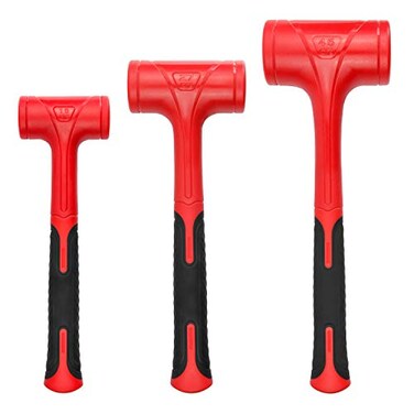 Dead Blow Hammer Set 3 Piece16oz1LB27oz15LB45oz3LBRed and Black Shockproof Design No Rebound Mallet Unibody Molded Checkered Grip Spark and Rebound Resistant YY3013