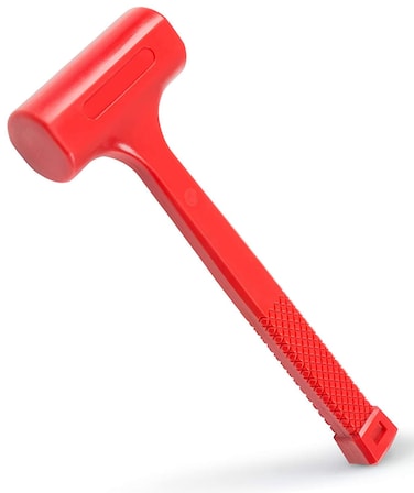 1LB Dead Blow Hammer Red Mallet  Machinist Tools  Unibody Molded  Checkered Grip  Spark and Rebound Resistant