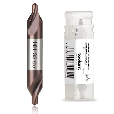 toolant Center Drill Bit TiAlN Coated Cobalt M35 HHS Centering Drill Bit for Stainless Steel Carbon Steel Alloy Steel Cast Iron Copper Other Hard Metals SAE 18 1pc