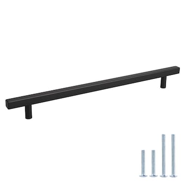Peaha Black Square T Bar Kitchen Cabinet Drawer Pulls and Knobs PHJ22BK Black Stainless Steel Furniture Hardware Handles for Cabints Doors 5 Pack 126in Length10 in Hole Centers PHJ22BK