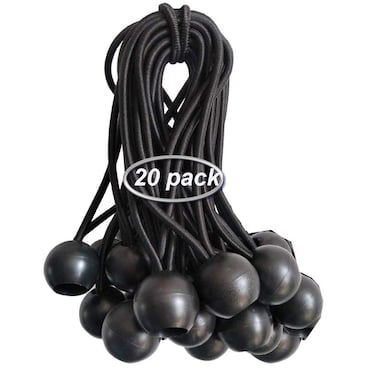 Sfemn Ball Bungee Cords 20 Packs 9 Inch Black Tie Down Cords for Tarp Canopy Shelter Wall Pipe UV Resistant