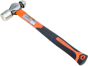 Ball Peen Hammer 16 oz  Forged Fine Grain Steel Head  Ergonomic Rubber Cusion Grip  Fiberglass Shock Absorbing Shaft  Pein Hammer  Metal Work Rounding Blacksmith Hamer Mechanics