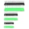 OEMTOOLS 22233 6 Piece Socket Tray Organizer Set Green and Black Socket Rails Holds 80 SAE  90 Metric Sockets Deep and Shallow 14 38  12 Drive