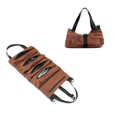 Hersent Super Roll Tool RollMultiPurpose Roll Up Tool Bag Wrench RollCanvas Tool Organizer BucketCar First Aid Kit Wrap Roll Storage CaseHanging Tool Zipper Carrier ToteCar Camping Gear