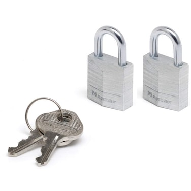 Master Lock 9120EURTCC Pack of 2 Key Padlocks in Aluminium Grey 2 x 34 x 14 cm