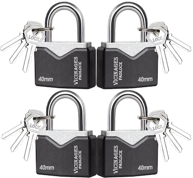 Padlocks 1916 Outdoor Aluminum Black Padlock with Same Keys for School Gym Locker Sports Locker Fence Toolbox Gate Case Hasp Storage and More