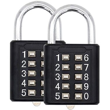 TEMEILI MIONI 10 Digit Push Button Combination Padlock 5 Digit Locking MechanismBlue 2 Black