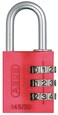 ABUS 14530 C 30mm Body 3Dial Resettable Combination Padlock Red