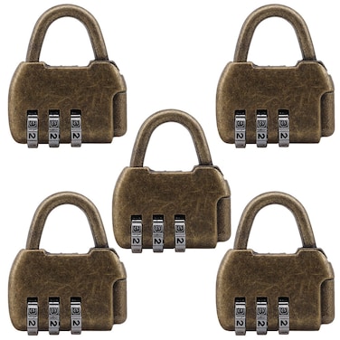 ZIJIA 5 Pcs Zinc Retro Travel Bag Luggage 3 Digit Combination Padlock Suitable For Home Office Storage Lockers Security Password Lock