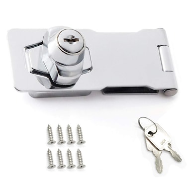 ZLYY 4 inch Keyed Hasp Lock Twist Knob Keyed Locking Hasp for Doors Cabinets Zinc Alloy Plated