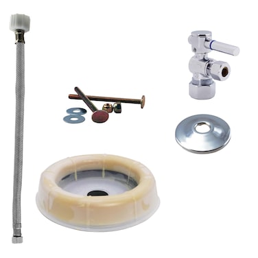 Westbrass 12 Nominal Compression Lever Handle Angle Stop Toilet Installation Kit with Steel Supply Line Polished Chrome D1612TBL26