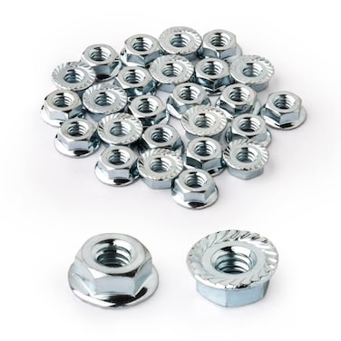 POWERTEC QLN1201 Serrated Flange Hex Lock M8 Nuts  Premium Carbon Steel Zinc Plated Fasteners  25 Pack
