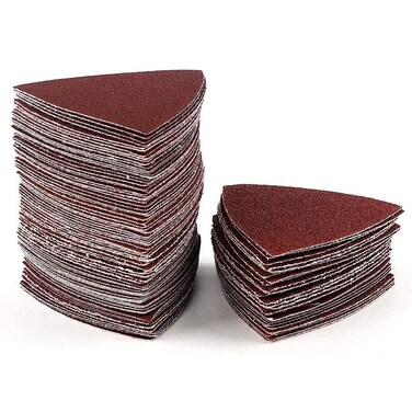Coceca 100pcs Triangle Sanding Pads Sandpaper Hook and Loop Sanding Sheet for Wood Fit 318 Inch Oscillating Multi Tool