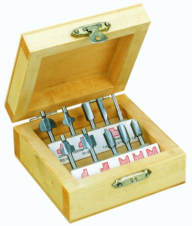 Proxxon 29020 Router Bit Set 10 pcs in wooden box Silver