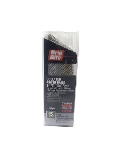 Grip Rite Prime Guard MAXB64902 112inch 316 Stainless Steel 15 GaugeDAstyle Angled Finish Nail 500 per Belt Clip